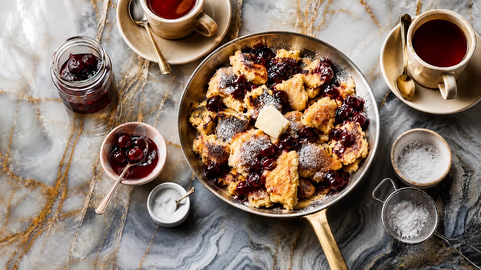 Kaiserschmarrn met warme kersen en vanille